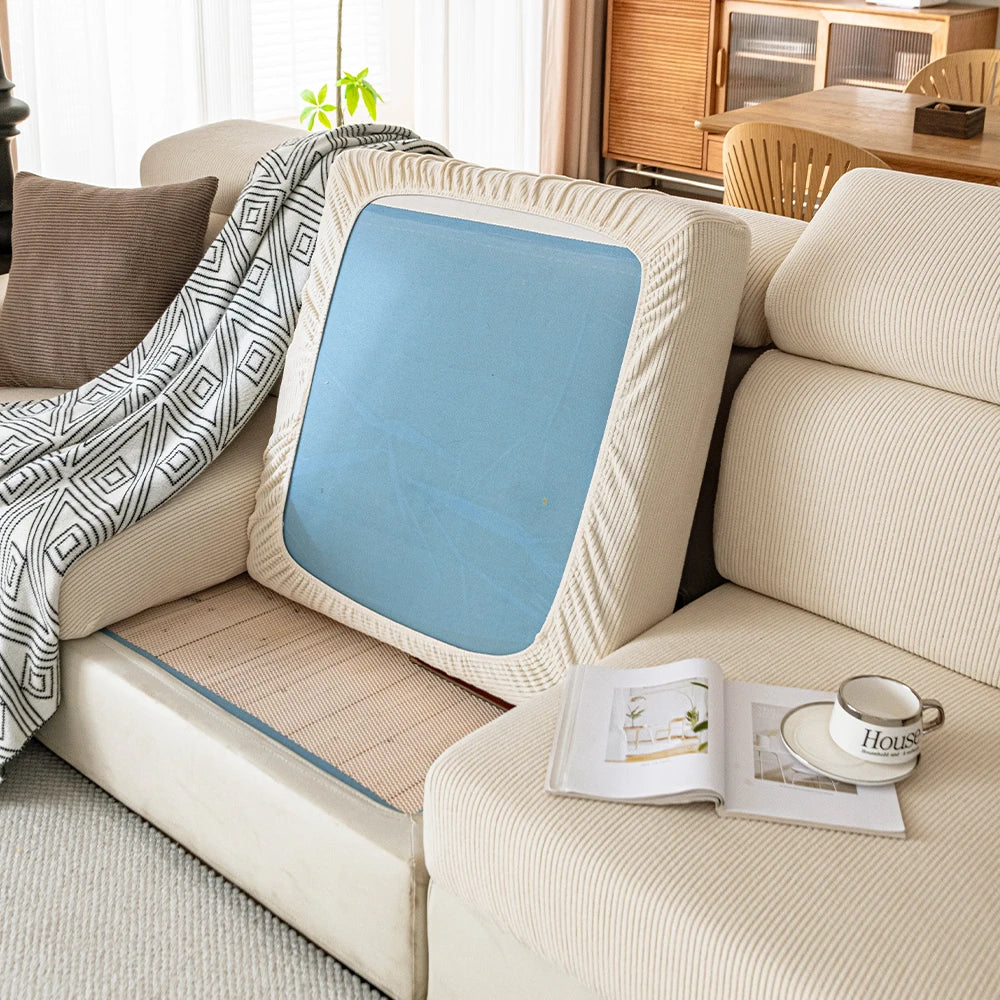 2pcs Striped Jacquard Sofa Cover Elastic Thick Chair Seat Cushion Cover Sectional Sofa Case Slipcover Living Room Garden Decor