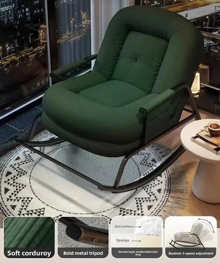 Modern Corduroy Living Room Chair Multifunctional Lazy Chair with Backrest for Balcony Home Leisure Creative Design