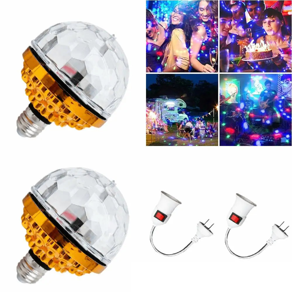 2 Pack Modern AC 85-265V LED Disco Light E27 6W Disco Ball Light Rotating Golden Magic Ball Light Party