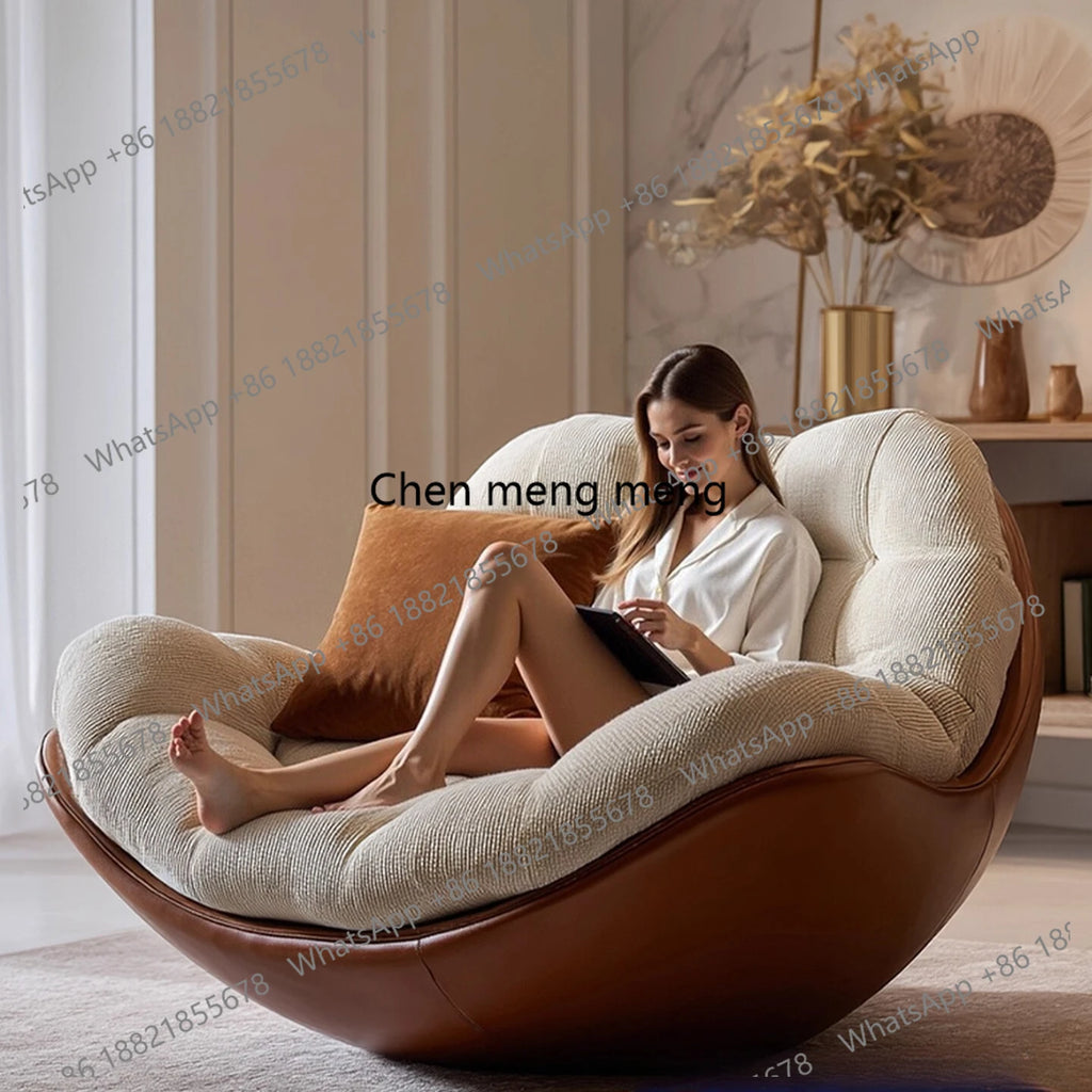 Italian minimalist rotating single sofa designer fabric balcony single chair medieval leisure recliner