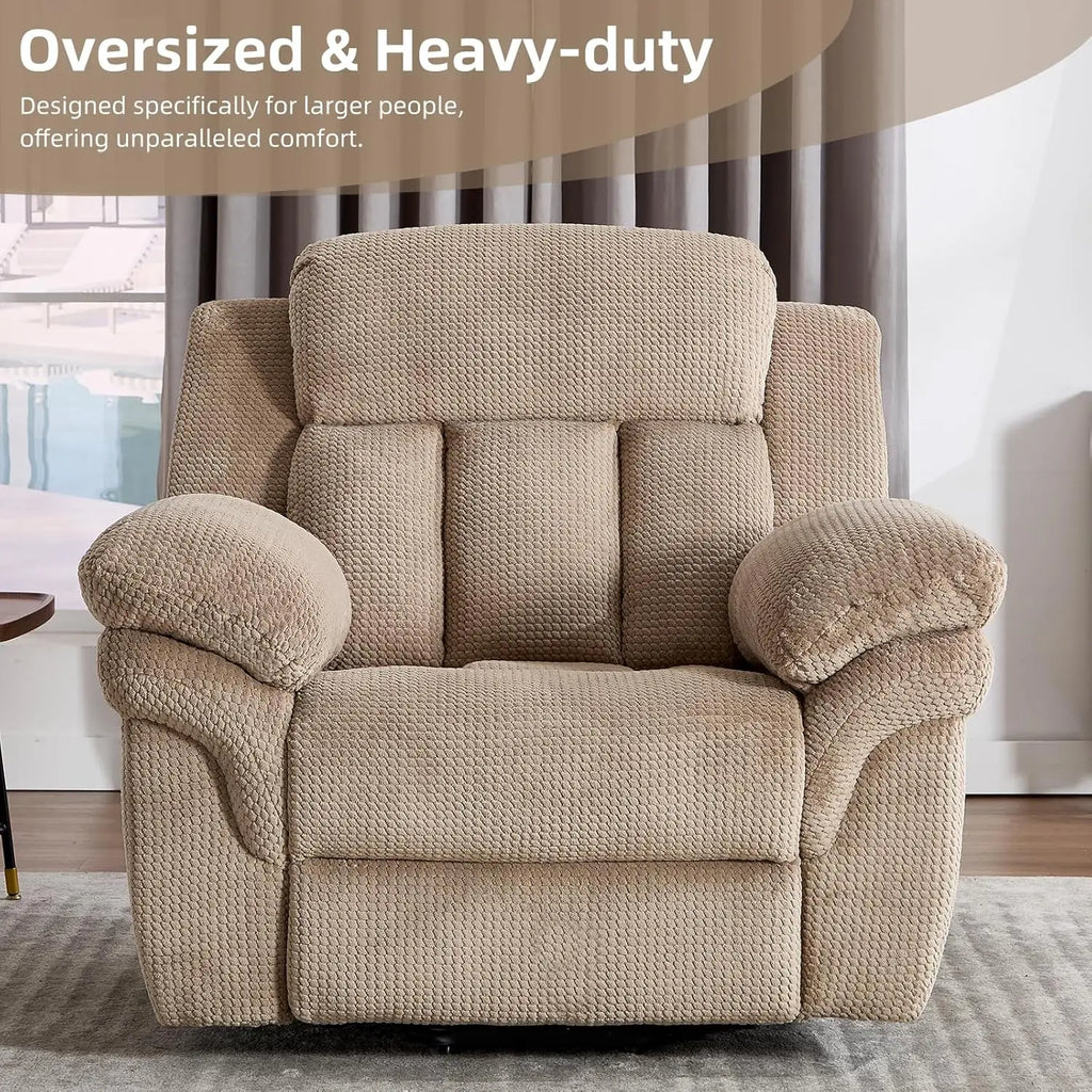 Massage Recliner Chair, Overstuffed Rocker Lazy Boy Chairs with Vibration&Gently Heat,Fabric Ergonomic Manual Nursery, Custom