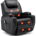 Massage and Heat Recliner Chair, 360° Swivel, Manual, Remote Control, Cup Holder for Living Spaces
