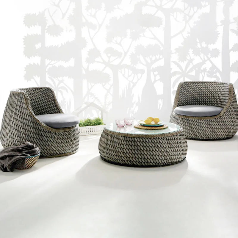 Nordic outdoor double rattan sofa art living room balcony rattan chair waterproof sunscreen courtyard casual