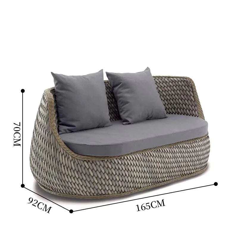 A complete set of outdoor waterproof rattan chair sofas suitable for villa courtyard garden balcony