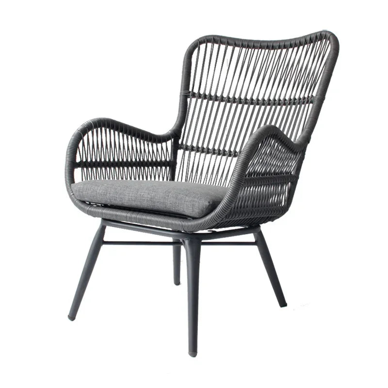 Rattan Chair Three Piece Set Balcony Table Combination Outdoor Furniture Armrest Single Rattan Sofa Recliner Patio Outdoor Chair