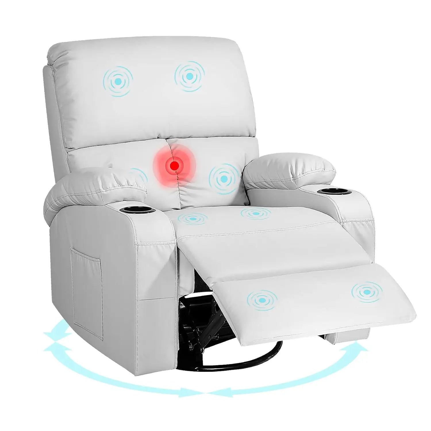 Massage Rocker Recliner Chair with Vibration And Heat USB & Type-C Ports 360° Customizable Rocking Recliner Chair