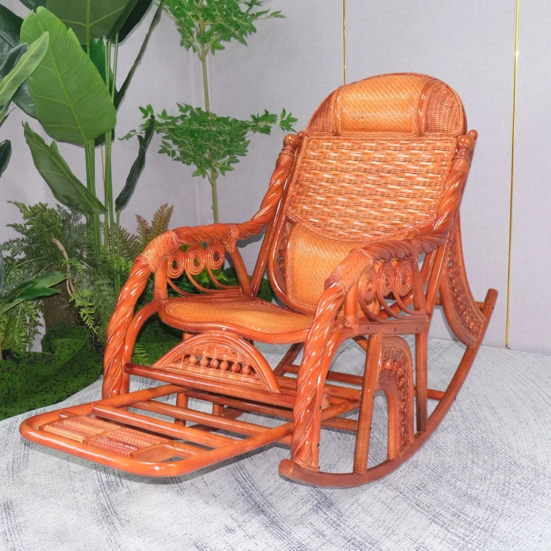 For Rattan Rocking Chair, Recliner Balcony Home Leisure Rattan Rocking Chair Adults Elderly Living Room Courtyard