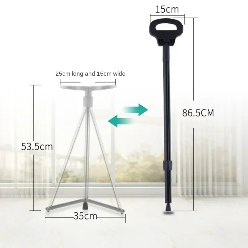 Portable Elderly Cane Stool Non-Slip Multifunctional Lightweight Chair Ideal for Outdoor Hiking and Mobility Support