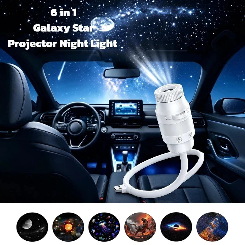 2-in-1 USB Galaxy Star Sky Projector Night Light 360° Adjustable Brightness Nebula Star Projector Lamp For Car Bedroom Xmas Gift