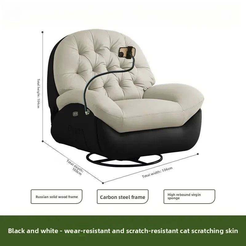 LZ X LazySofa Single Recliner Electric Space Capsule Rocking Chair Eco-Leather Lounge Living Room Suitable Sitting Reclining Sle