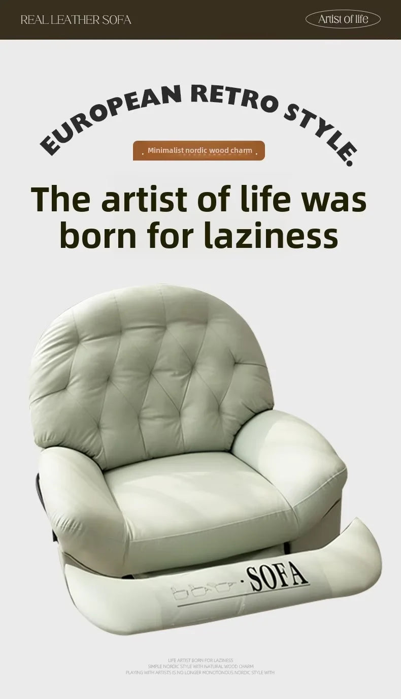 Modern Single Sofa Chair Multifunctional Sleepable Reclining Lazy Sofa Chair Rocking Lying Extendable for Home Living Room