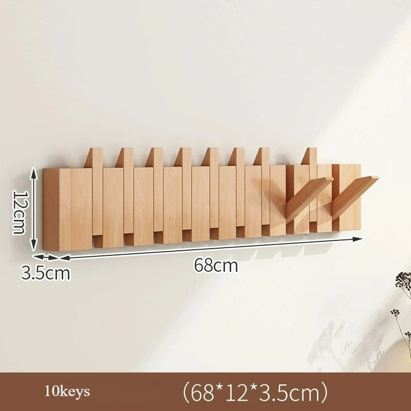 Light Luxury Living Room Wall Clothes Rack Wall-mounted Clothes Hanger Solid Wood Shelves Storage Home Organization and Storage