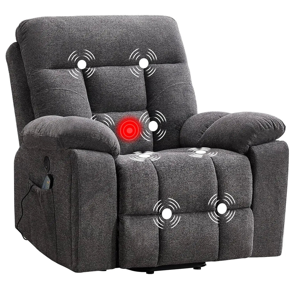 Massage Recliner Chair, Overstuffed Rocker Lazy Boy Chairs with Vibration&Gently Heat,Fabric Ergonomic Manual Nursery, Custom