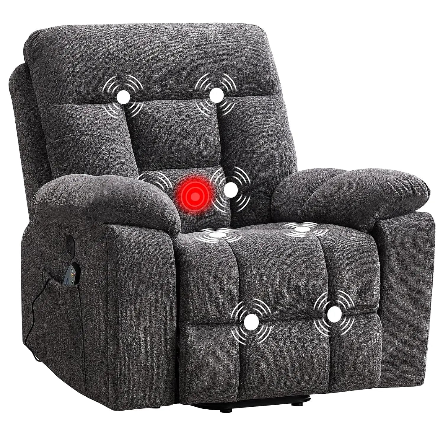 Massage Recliner Chair, Overstuffed Rocker Lazy Boy Chairs with Vibration&Gently Heat,Fabric Ergonomic Manual Nursery, Custom