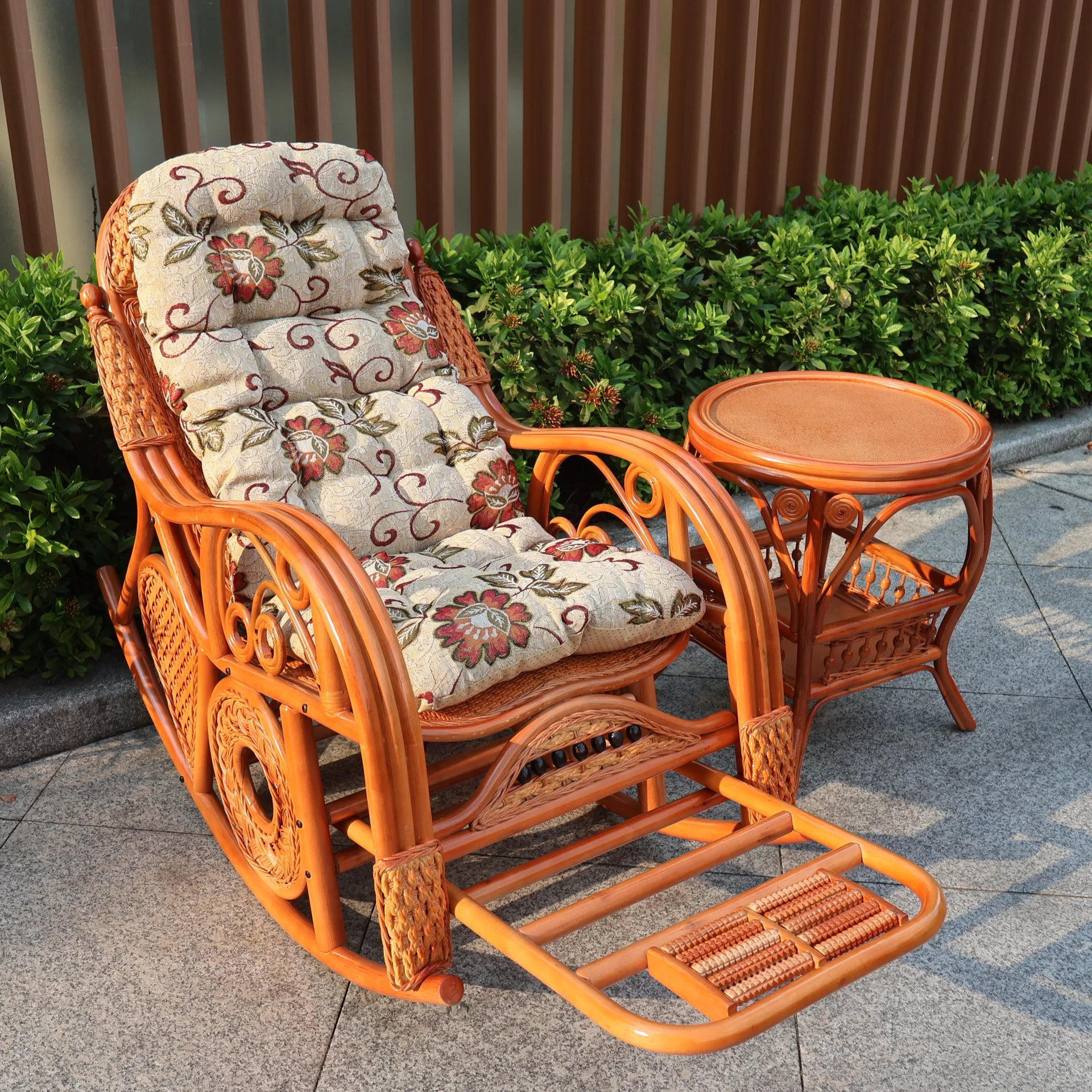 Natural rattan rocking chair sofa recliner lazy adult elderly chair living room