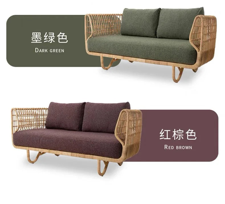 Outdoor rattan sofa coffee table combination courtyard garden terrace casual woven rattan chair outdoor waterproof and sunscreen