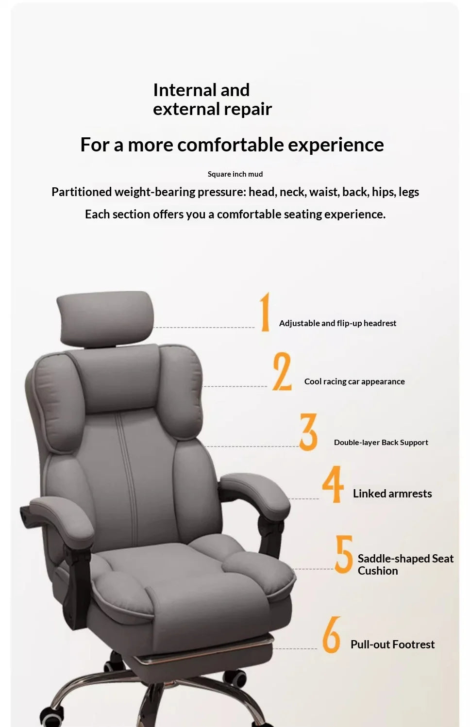 Ergonomic Office Chair Gaming Computer Desk Chair Adjustable Lumbar Swivel Headrest Breathable Mesh High Back Home Cadeira