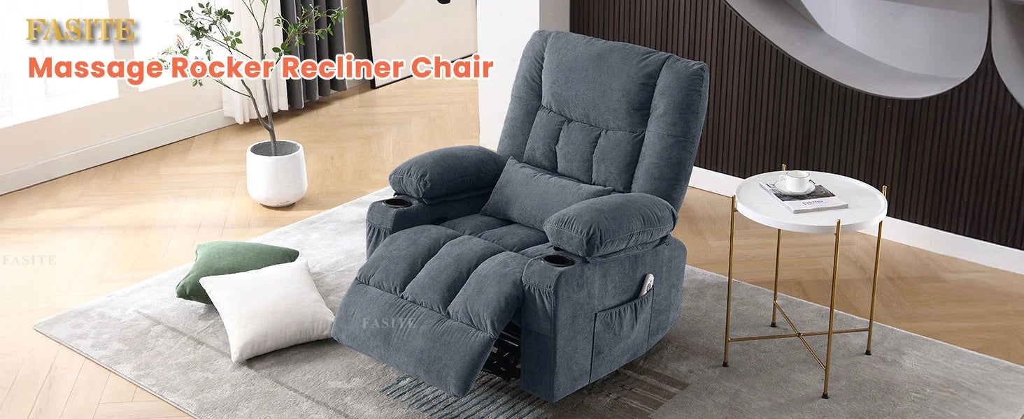 350 Pound Swivel 360° Rocking Massage Heating Recliner Sofa Chair in Anji Rocking Reclining Chair for Adults