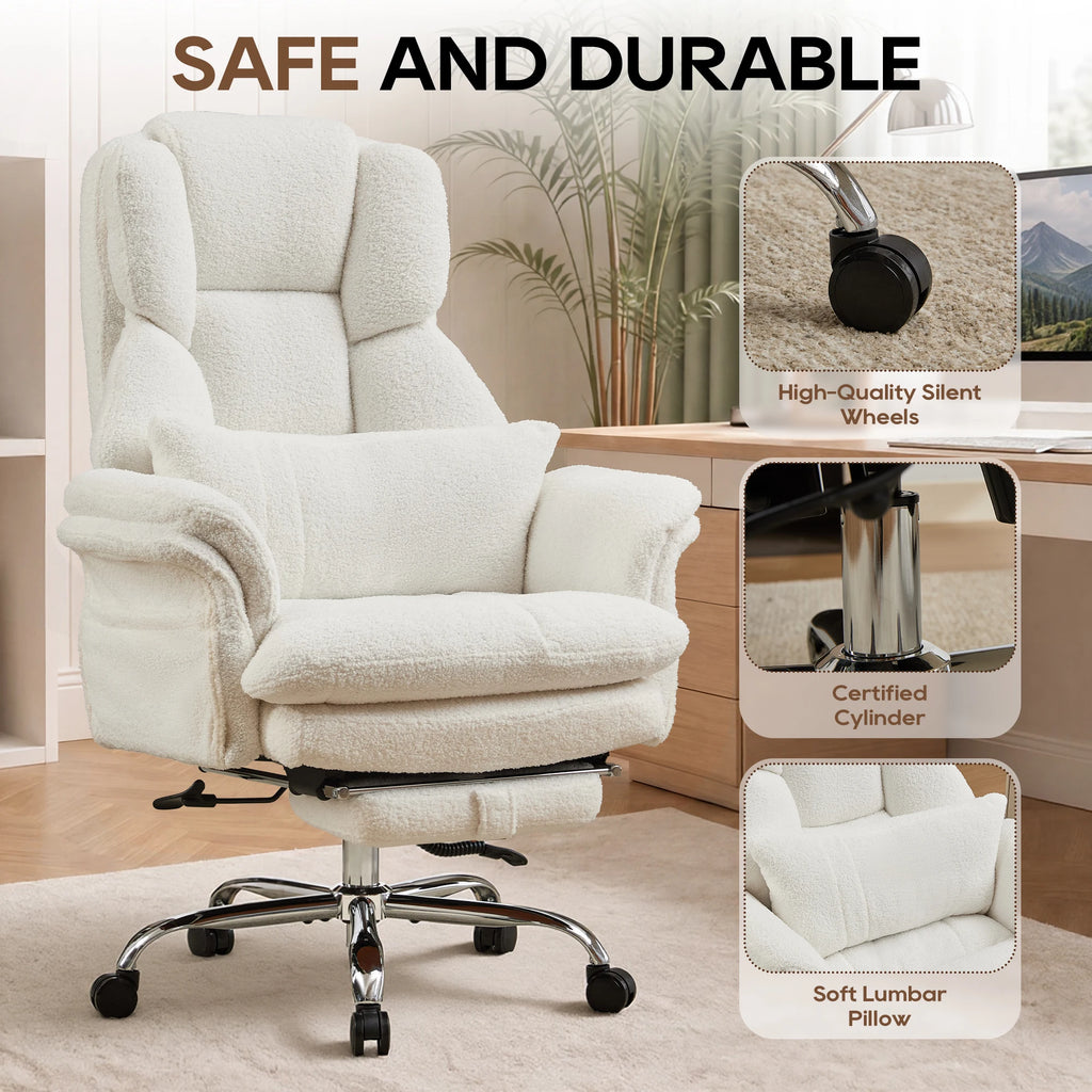 TCGBKAF Big and Tall Office Chair Executive Chair Brown PU Leather Criss Cross Chair with Adjustable Backrest and Flip Armrests, Ergonomic Computer Desk Chair with Footrest for Home &Office