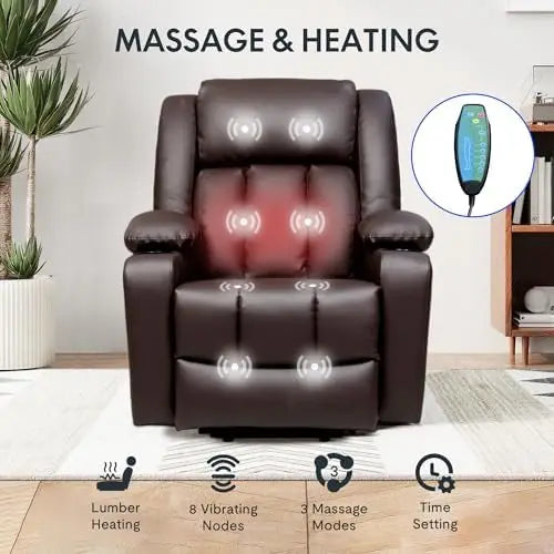 （Local US Inventory）XL31 Power Lift Recliner Chair for Elderly, Electric Lift Chair with Massage & Heat, Faux Leather Reclining