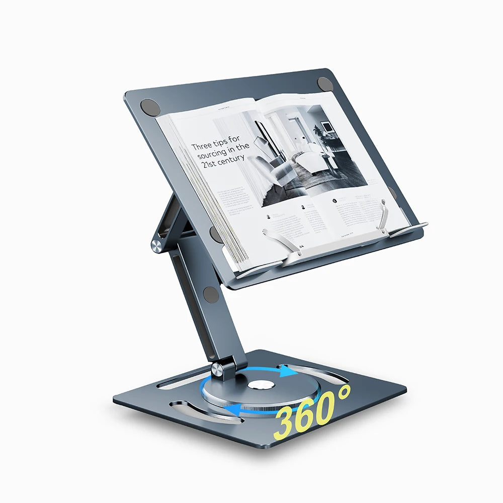 Oatsbasf 360 Rotable Aluminium Laptop Stand Height Angle Adjustment Tablet Desktop Holder Multifunctional Reading Book Bracket