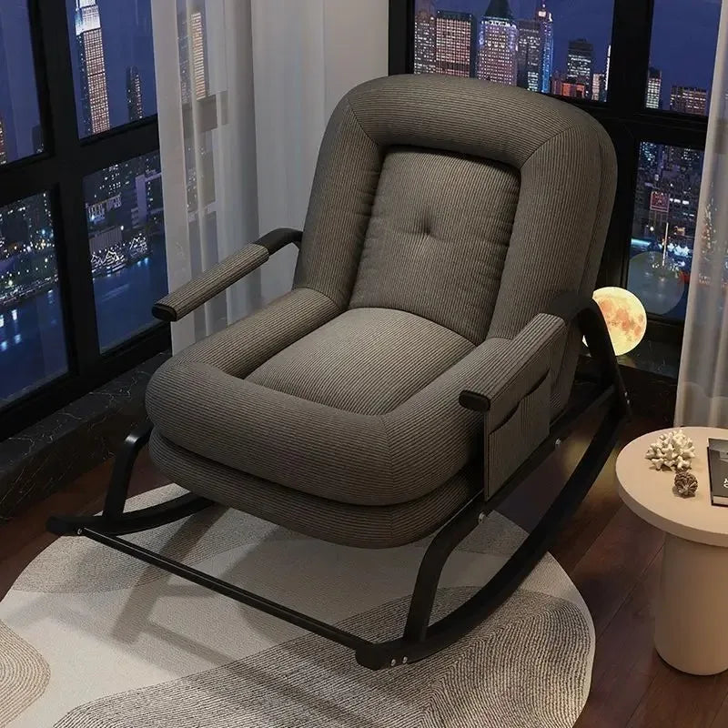 Cozy Home Rocking Chair Balcony Leisure Lounge Chair for Adults, Ergonomic Lazy Rocker for Living Room Relaxation Lunch Breaks