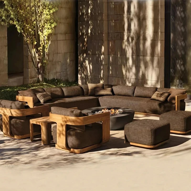 Teak Solid Outdoor Furniture For Garden Sofa Courtyard Park Hotel Leisure Villa