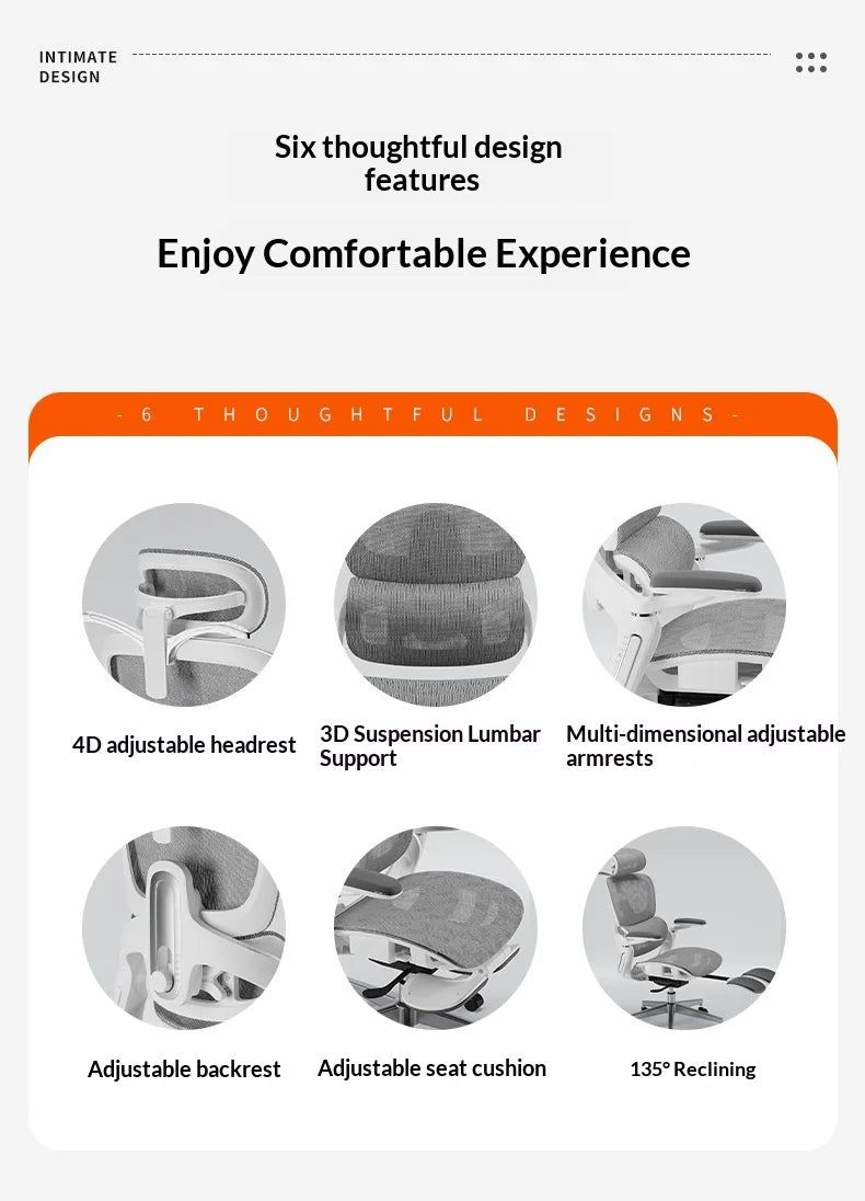 Ergonomic Office Chair Gaming Computer Chair Recliner Adjustable Height Lumbar Support Headrest Mesh Swivel Wheels Office Chairs