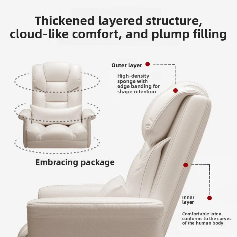 Executive Leather Office Chair Ergonomic Comfort Reclining Desk Chair for Home Workstations Full Backlift Adjustable Furniture