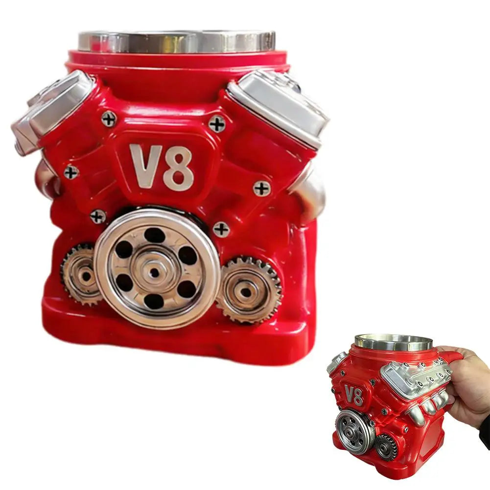 V6 V8 V12 Retro Engine Coffee Mug Stainless Steel Coffee Mug Funny Design Mug Coffee Cup Cocktail Mug Tea Cup For Car Enthusiast