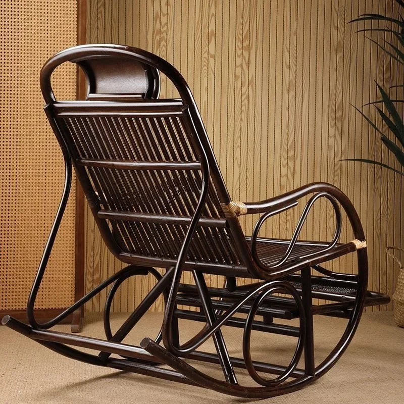 DSA real rattan chair rocking chair recliner balcony home leisure rocking chair elderly living room courtyard rattan lazy