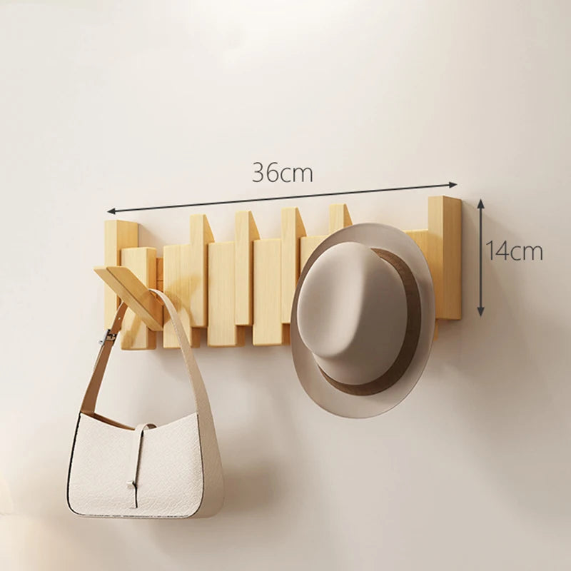 Walnut Wood Coat Rack Wall Mounted Hooks Key Clothes Hanger Hallway Door Home Bedroom Entrance Decor Organizer Rack