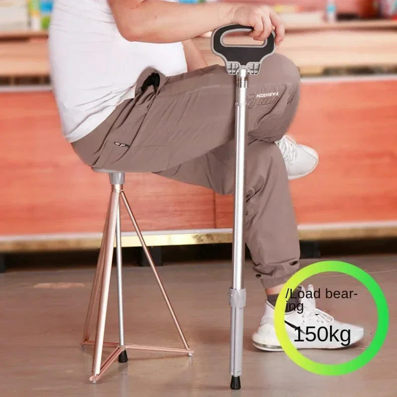 Portable Elderly Cane Stool Non-Slip Multifunctional Lightweight Chair Ideal for Outdoor Hiking
