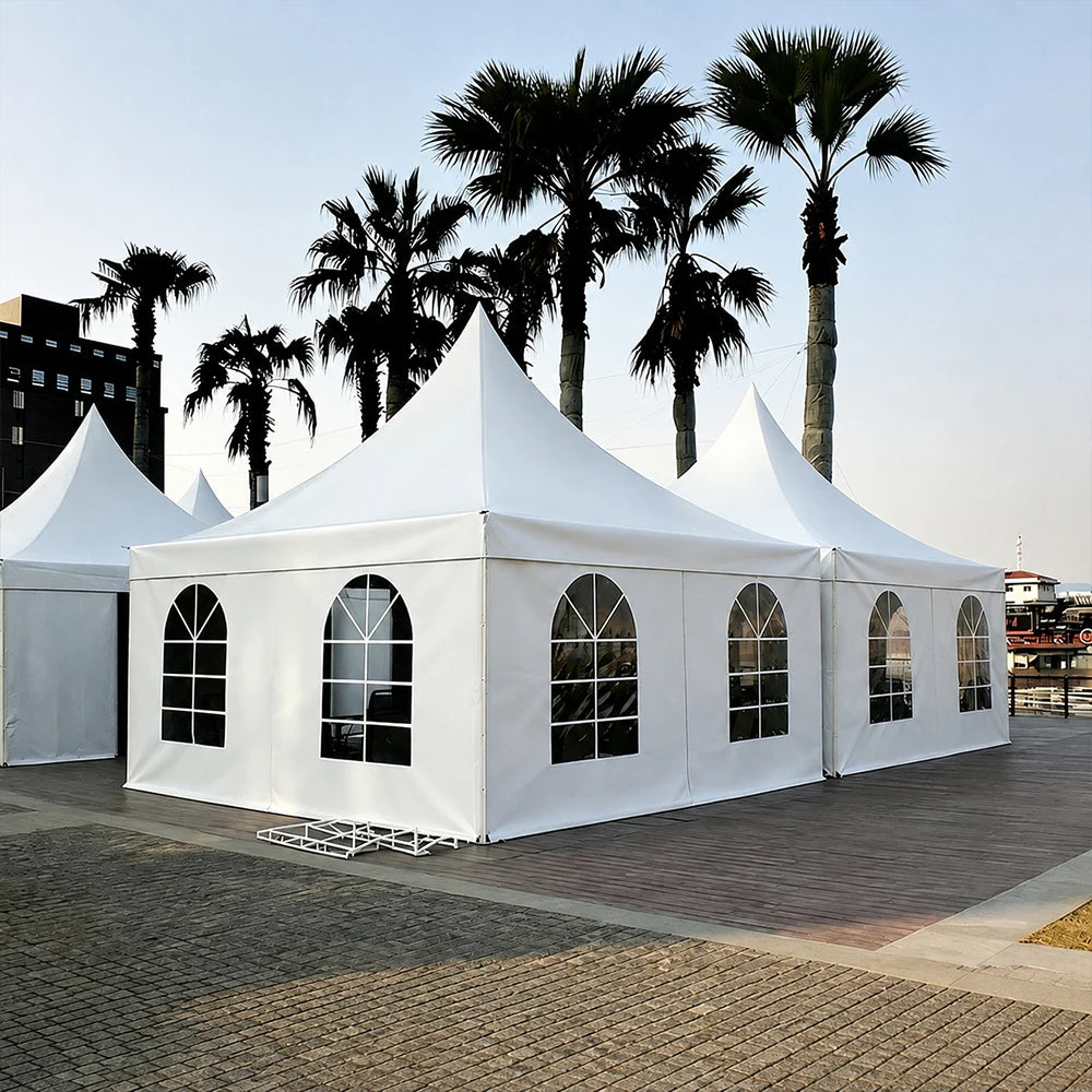 Large White Pagoda Tent Commercial Marquee Tent with Windows for Wedding Party Garden Event, Peak Top Outdoor Shelter Waterproof