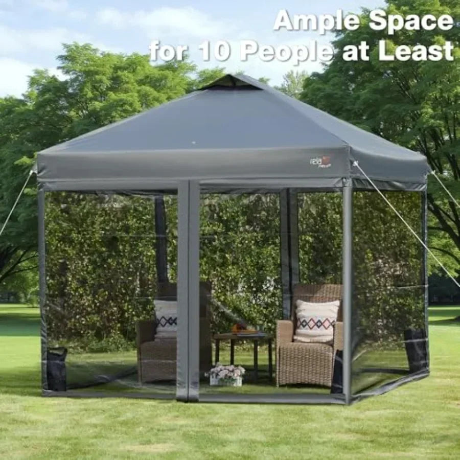 10x10 Pop Up  Tent with Mosquito Netting Outdoor Portable Sn Tent for Yard Party Camping and Picnic 3 Height Positions Patio Ga