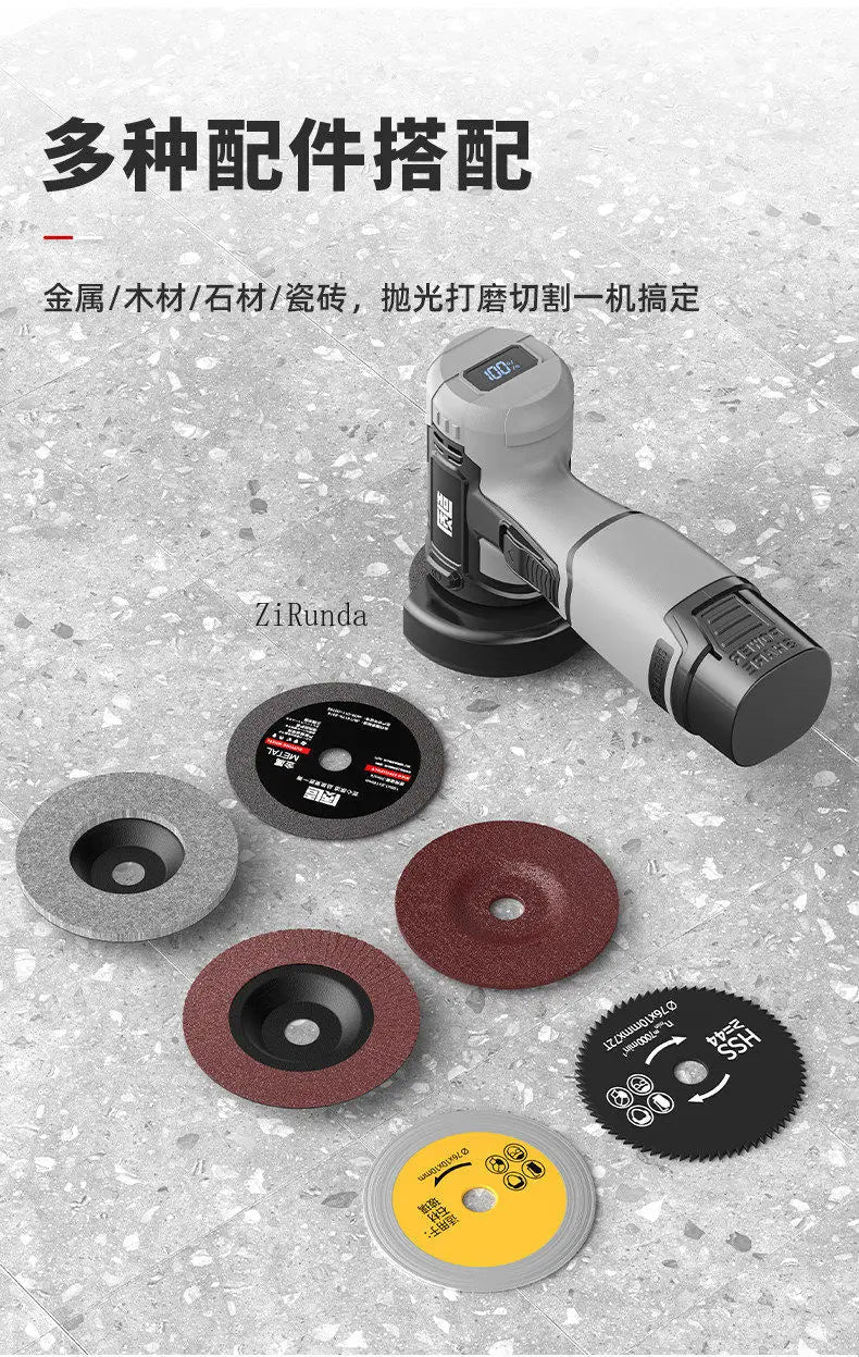 Mini angle grinder, genuine polishing machine, hand grinder, lithium electric cutting machine, household handheld small