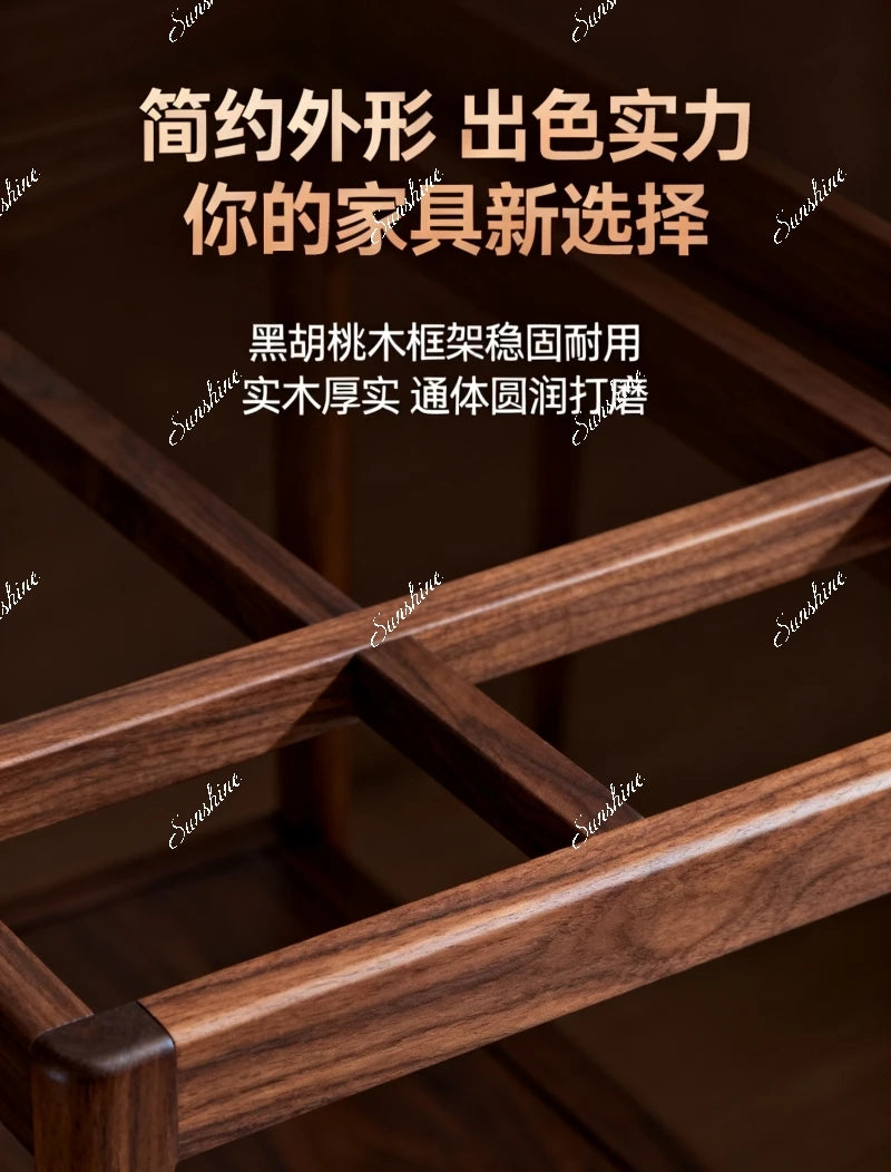 Solid wood, straight row sofa living room light luxury high-end arc design