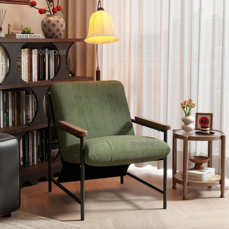 Nordic Single Sofa Chair Retro Corduroy Living Room Chairs Designer Lounge Chair Balcony Backrest Armchair Living Room Furniture