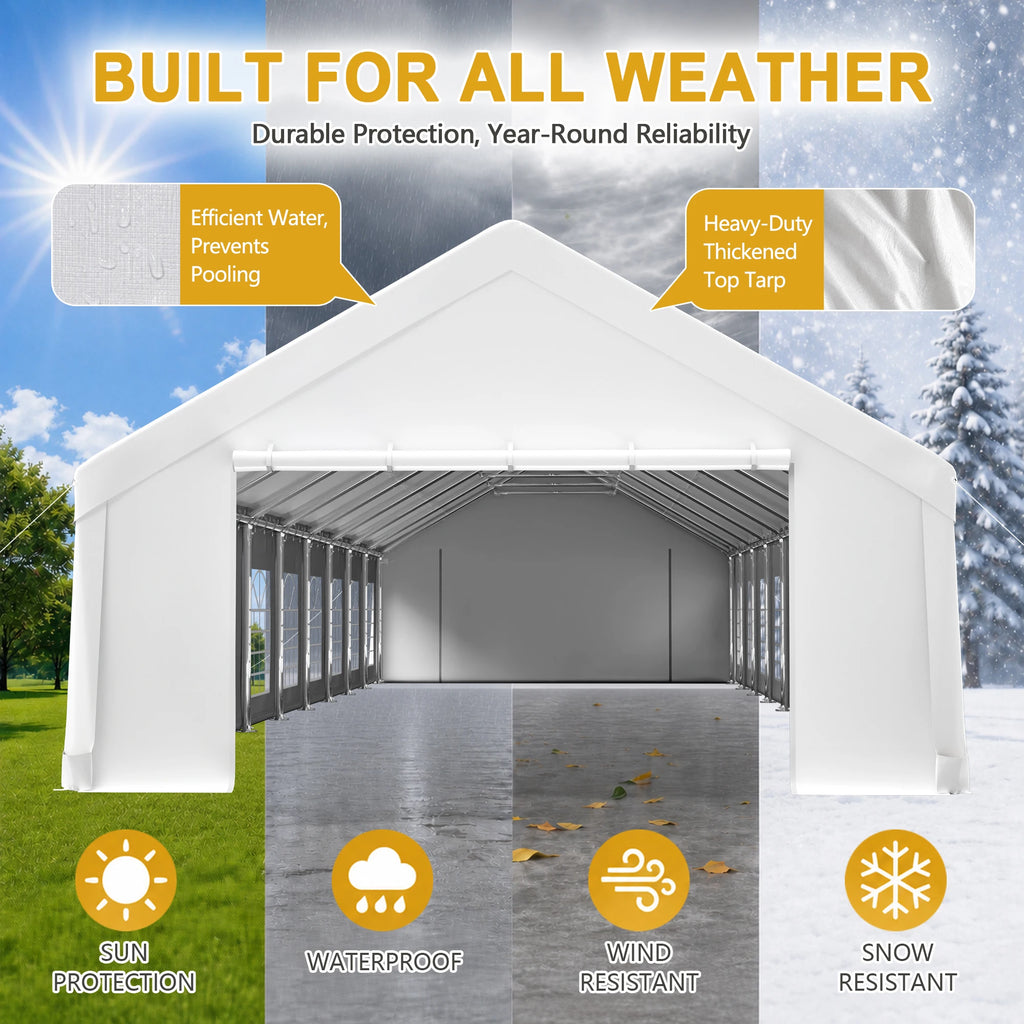 20x60FT Large Outdoor Event Tent Heavy Duty White Party Canopy Double Doors 18 PVC Windows Waterproof Steel Frame For Banquet Wedding Market