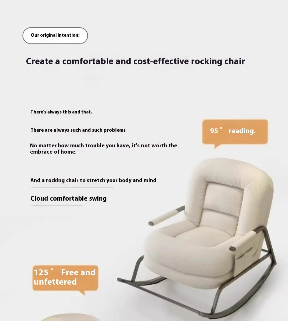 Modern Adult Single Lazy Sofa Reclining Chair Home Folding Leisure Chair Living Room Balcony Bedroom Hotel/Dining Metal