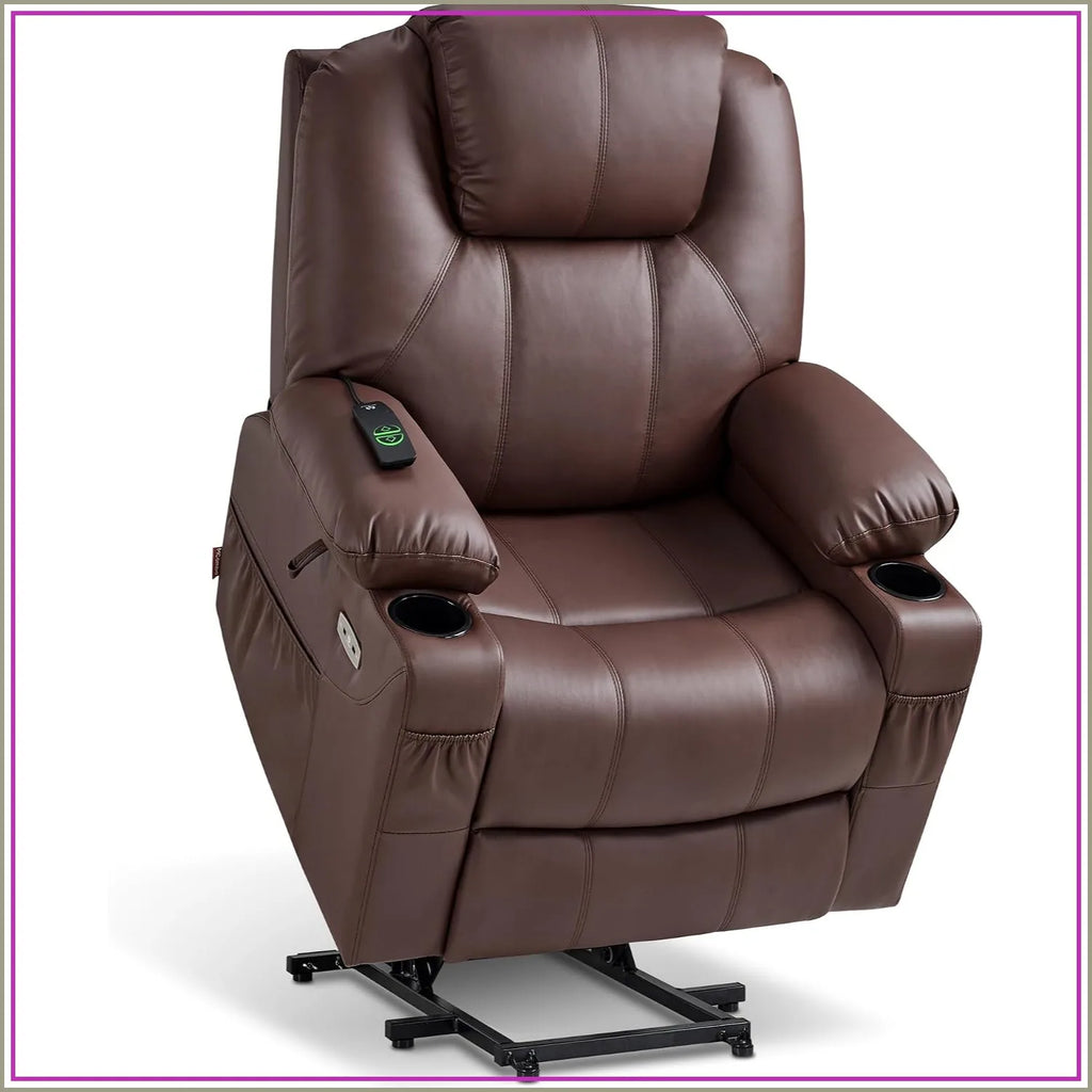 Electric Power Lift Recliner Chair with Massage Heat for Elderly, 3 Positions, USB, Cup Holders, Faux Leather