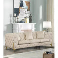 Italian velvet light luxury villa living room hotel stainless steel furniture beige studio double triple sofa