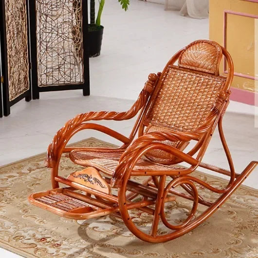 Balcony natural real rattan plant woven indoor leisure leisurely old-fashioned chaise lounge