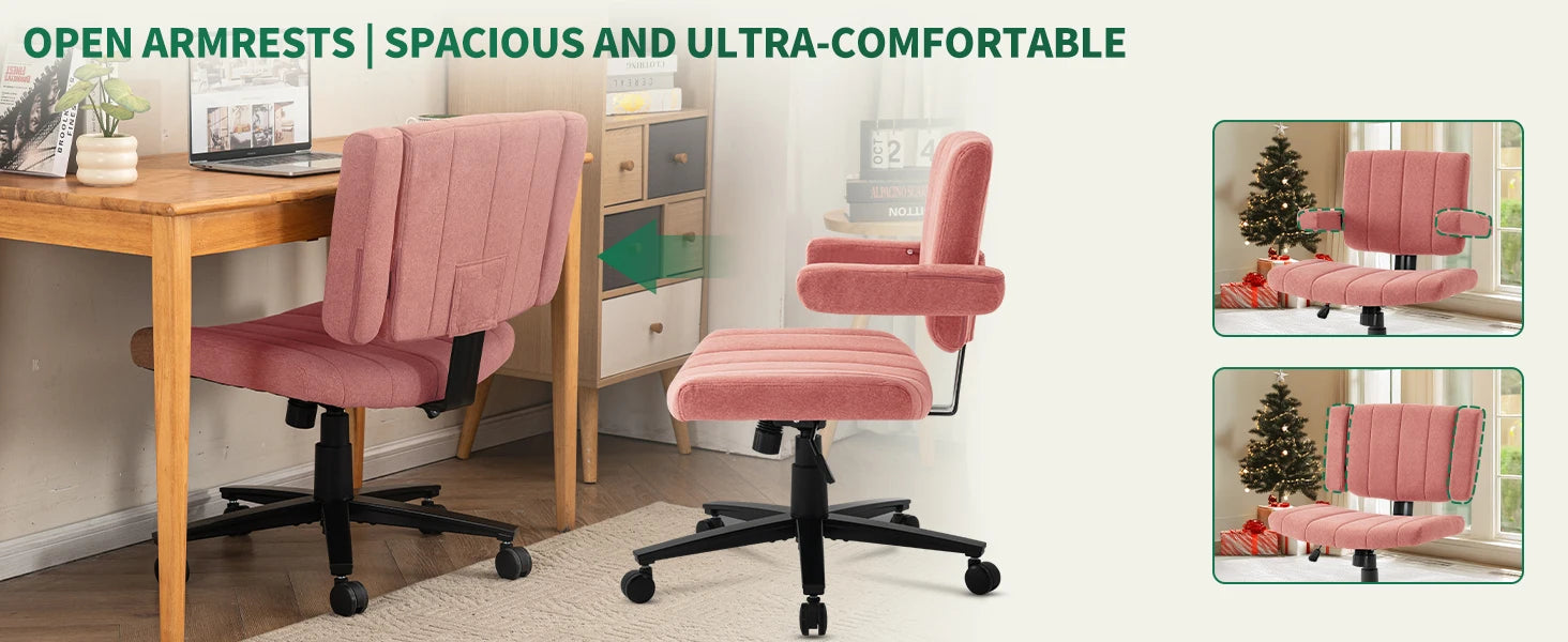 VIGOSIT Criss Cross Chair, Anti-Grip fabric Comfort Cushion Modern Tailor Seat chair for Office,Cute Vanity Swivel Chair with Back Modern Fabric with Wheels Swivel Task Home Gaming Chair