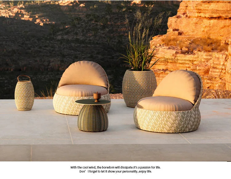Outdoor Sofa Rattan Sofa Set, Hotel, Model Sunroom, Courtyard, Outdoor Terrace, Garden, Small Furniture