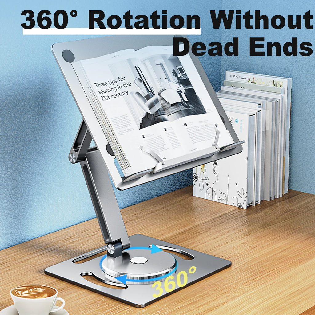 Oatsbasf 360 Rotable Aluminium Laptop Stand Height Angle Adjustment Tablet Desktop Holder Multifunctional Reading Book Bracket