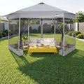 16x16 Pop Up Gazebo with Mosquito Netting, Waterproof, Light Gray