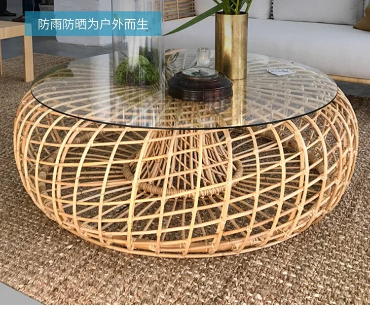 Nordic Hotel Outdoor Rattan Garden Sofas B&B Villa Garden Simple Courtyard Waterproof Sun Protection Lazy Sofa Outdoor Furniture