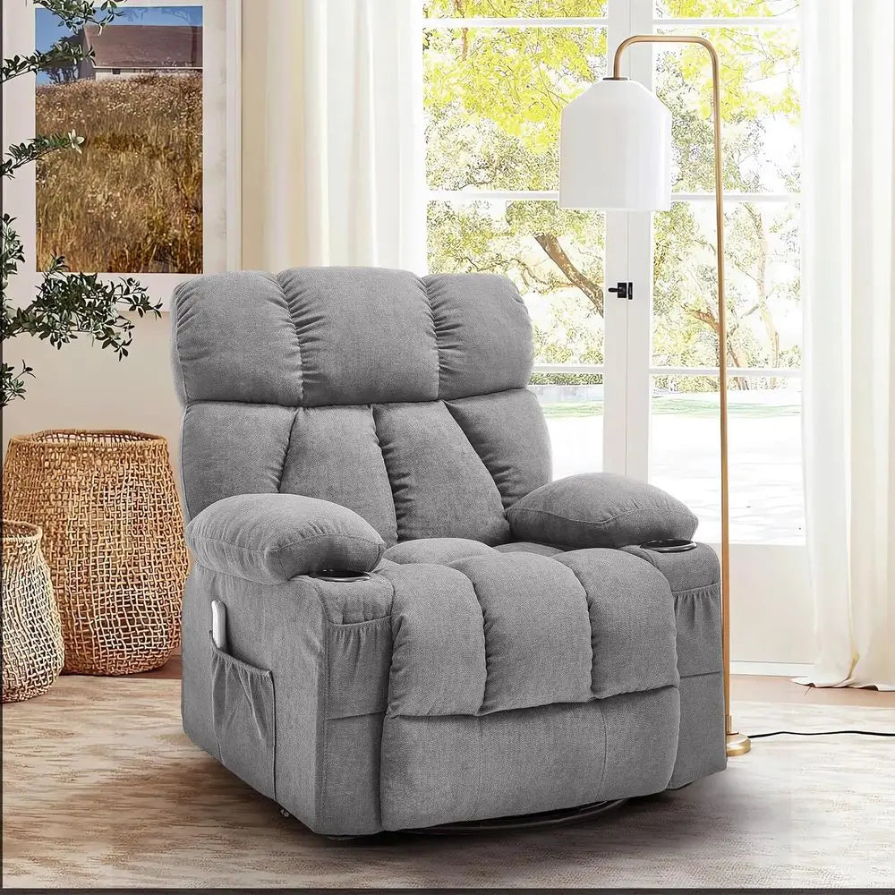 Oversized Massage Recliner Chair, Oversized Rocker Lazy Boy Chairs with Vibration & Gently Heat, Ergonomic Manual Nursery Chair
