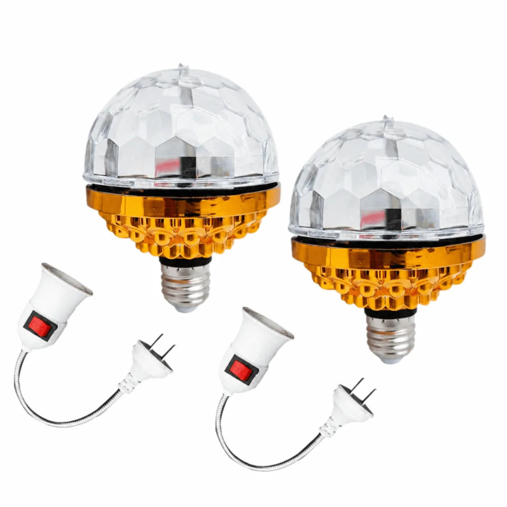 2 Pack Modern AC 85-265V LED Disco Light E27 6W Disco Ball Light Rotating Golden Magic Ball Light Party